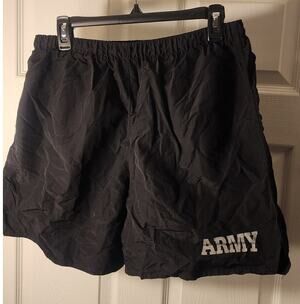 Official US Army APFU PT Running Shorts Trunks Black Gold Logo Size X-Large